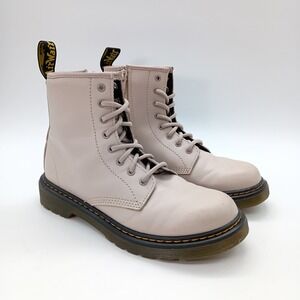 Dr. Martens 25634 Taupe Soft Pink Leather Lace Up Side Zip Boots Kids US 3
